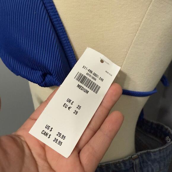 Womens Gilly Hicks Triangle Bikini Top, Blue, M - Picture 3 of 4